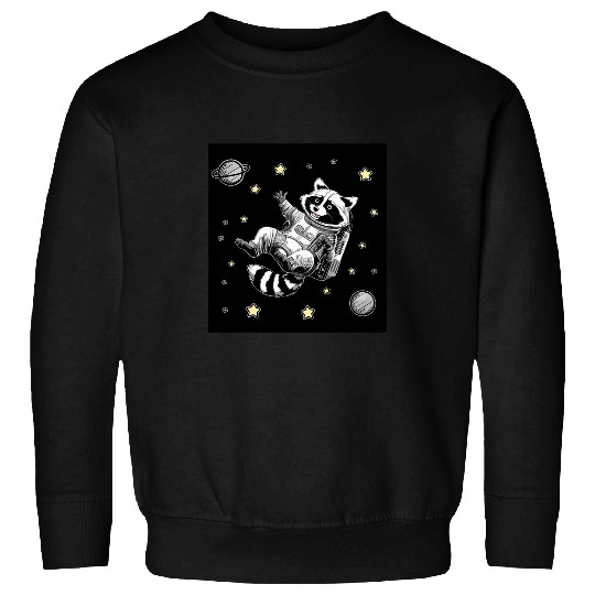 Astronaut Job Raccoon Astronaut Floating in space Stars Planets Raccoon Sweatshirts
