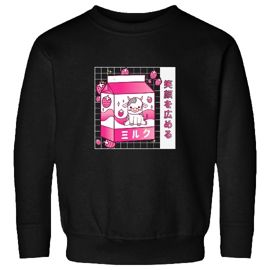 Cow Pet Japanese Anime Strawberry Milk Carton Cute Cow Sweatshirts