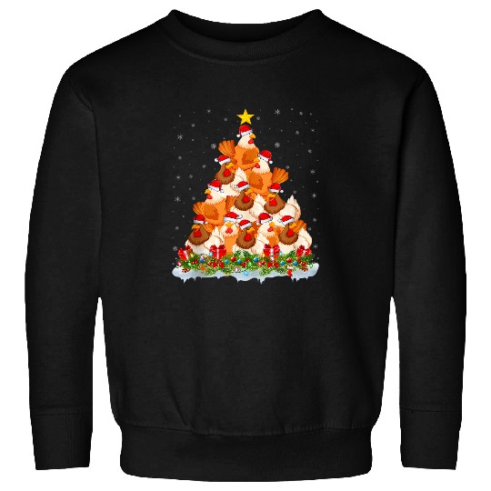 Chicken Pet Christmas Tree Lights Funny Sweatshirts
