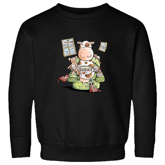 Cow Pet Happy Cow Chills At homes I Comfort Chill Out Farm Animal Sweatshirts