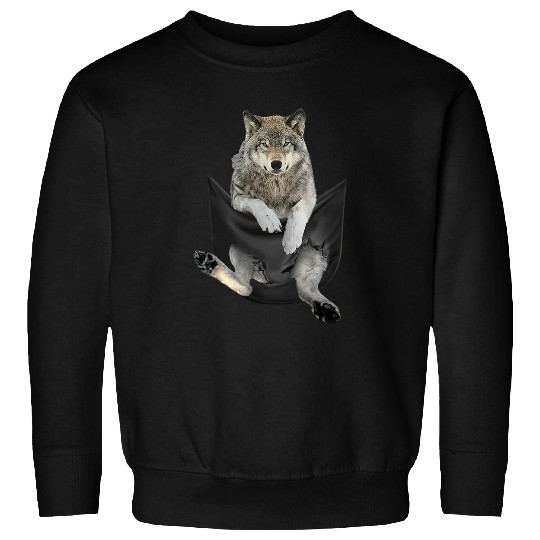 Coyote Mammal White Pup In Pocket Wolves Animals Lovers Sweatshirts