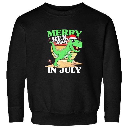 Dinosaur Pet Kids Merry Christmas In July Dinosaur xmass Beach Toddler Boy Sweatshirts