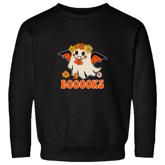 Book Fun Funny Booooks ghosts Reading Book Lover Happy Halloween Day Sweatshirts