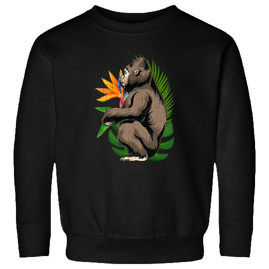 Gorilla Pet Tropical Flowers Monkey Ape Zoo Animal Lover Exotic Gorilla Sweatshirts