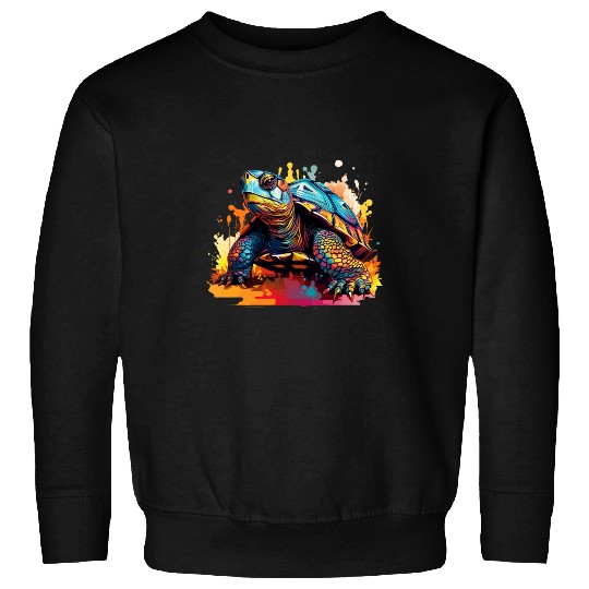 Turtle Pet Eastern Box Turtle Lover Colorful Splash Art Sweatshirts
