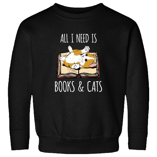 Book Fun Funny Cat and Book Lover Graphic for Women and Men Cat Owner Sweatshirts