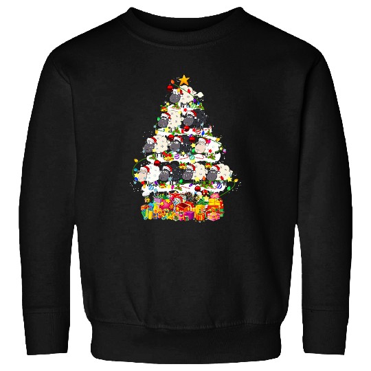 Sheep Pet Santa Sheep Christmas Tree Christmas Lights Sheep Farmer 130 Sweatshirts