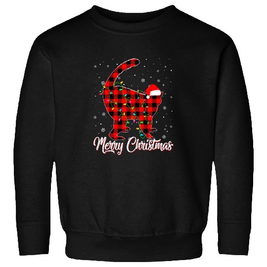 Lemur Pet Cute Merry Christmas Buffalo Red Plaid Santa Sweatshirts