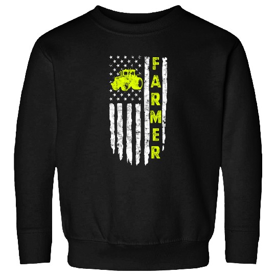 Tractor Fun Flag With Tractor Patriotic Farmer Agriculture Sweatshirts
