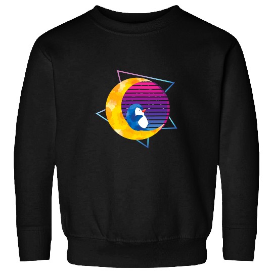 Penguin Pet Retro 90s Art Moon Vaporwave Zoo Animal Lover Cute Sweatshirts