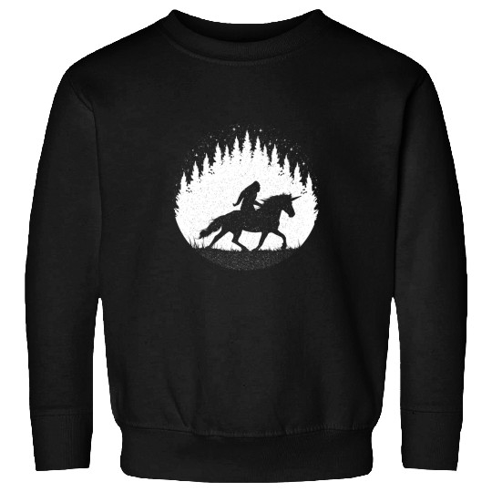 Unicorn Pet Bigfoot Riding A Unicorn For Boys Girls Sasquatch Silhouette Sweatshirts