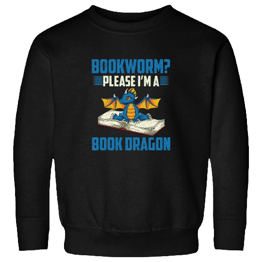 Book Fun Funny Bookworm Fantasy Animal Library Book Dragon Reading Sweatshirts