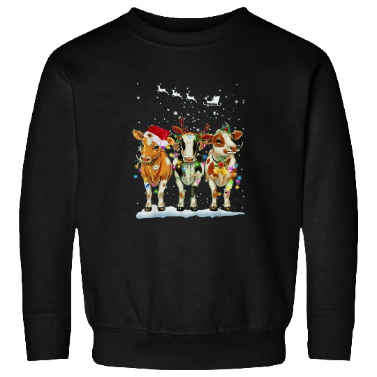 Cow Pet xmass Cow With Christmas Light Happy Holidays Sweatshirts