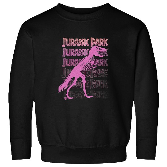 Dinosaur Pet Jurassic Park TRex Large Skeletons Silhouette Pink Gradient Sweatshirts