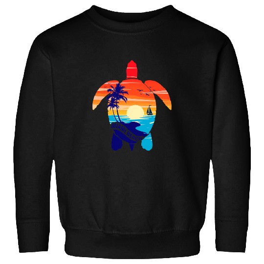 Turtle Pet Miami Beach Sunset Sea Turtle Matching Family Vacation Sweatshirts