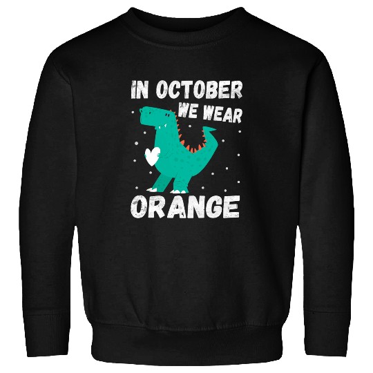 Dinosaur Pet In October we Wear Orange Unity Day TRex Kids Sweatshirts