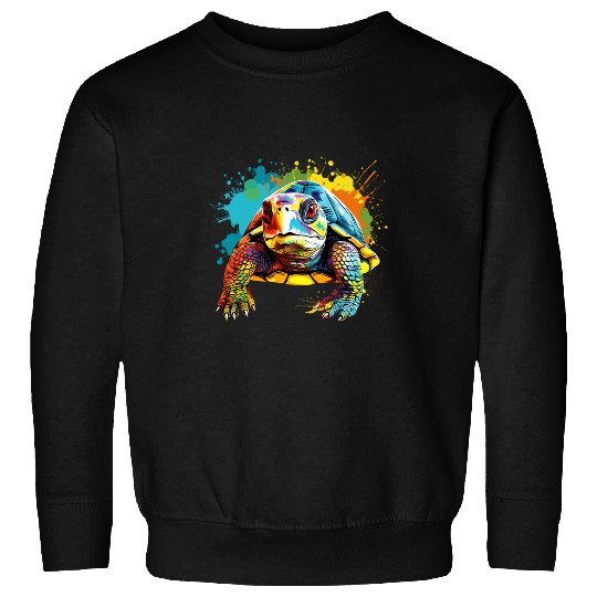 Turtle Pet Splash Art Box Turtle Lover Colorful 1 Sweatshirts