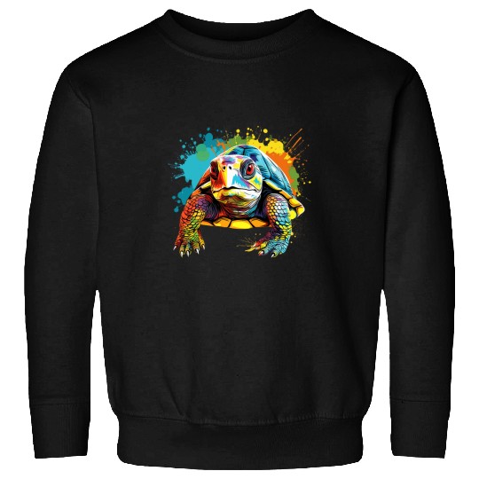 Turtle Pet Splash Art Box Turtle Lover Colorful 1 Sweatshirts