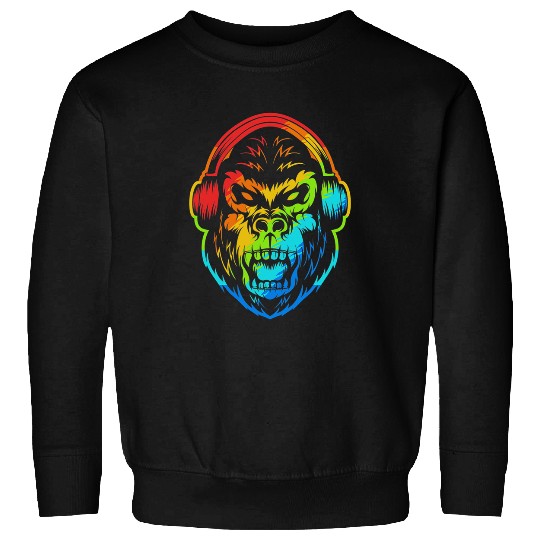 Gorilla Pet with Headphones Dj Disc Jokey Monkey Sweatshirts
