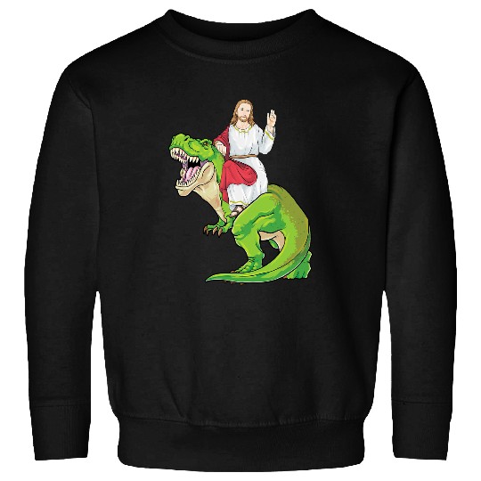 Dinosaur Pet Jesus Riding Dinosaur T rexs Jesus Christ Cute Christian 1 Sweatshirts