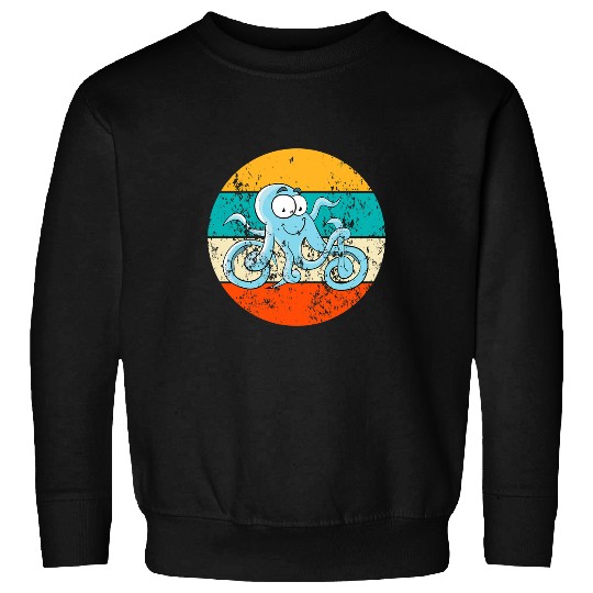 Octopus Pet Bicycle motif squid bicycle funny vintages retro Sweatshirts