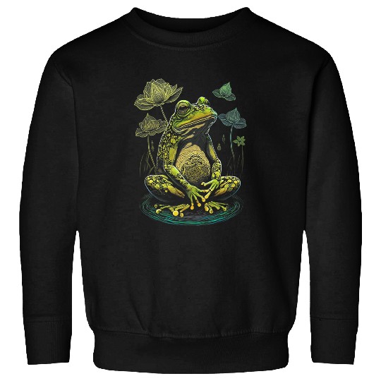 Frog Pet Hippie Trippy Frog Lotus Lover vintages Sweatshirts