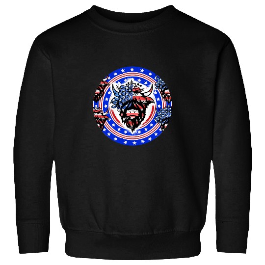 Cow Pet July 4th Holy Heifer Highland Cattle Cow s Oversized Sweatshirts