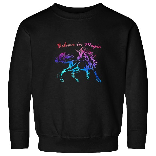 Unicorn Pet BELIEVE IN MAGIC Unicorn Horse Lover Positive Message Quote Sweatshirts