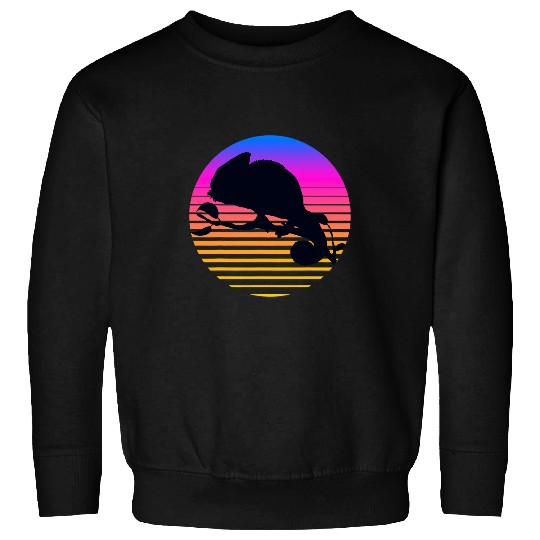 Chameleon Pet Vaporwave Animal Reptile Chameleon Lover Lizard Sweatshirts