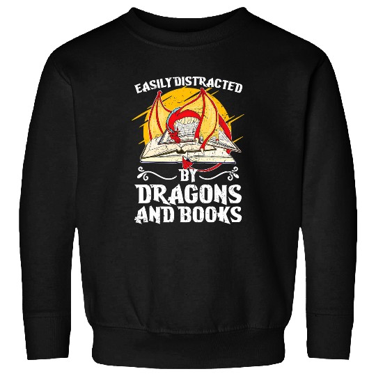 Book Fun Funny Bookworm Fantasy Animal Lover Book Dragon Reading Sweatshirts