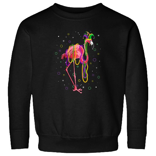 Flamingo Pet Jester Flamingo Beads Mardi Gras Fat Tuesday Parade Girls Sweatshirts