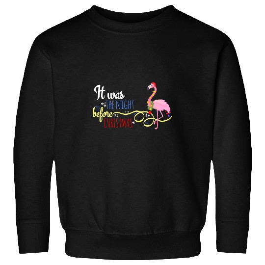 Flamingo Pet It Was The Night Before Christmas Festive Pink Sweatshirts