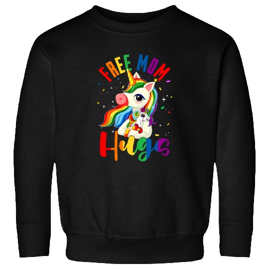 Unicorn Pet Cute  Mom Hugs Unicorn Gay Pride Month LGBTQ Ally Women Sweatshirts