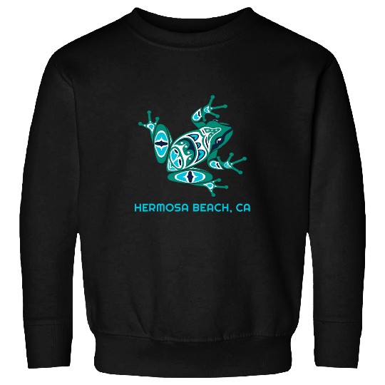 Frog Pet Hermosa Beach CA Green Frog PNW Art Native American Sweatshirts