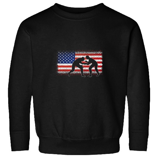 Sport Wrestling Wrestler American Flag Wrestling Sweatshirts