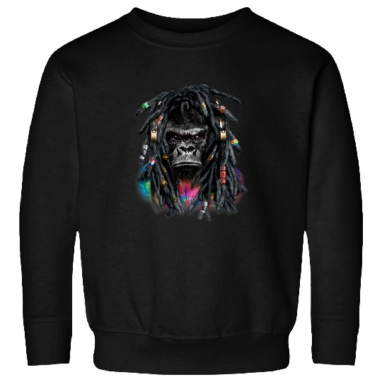 Gorilla Pet with Reggae Dreadlocks Hair Sweatshirts