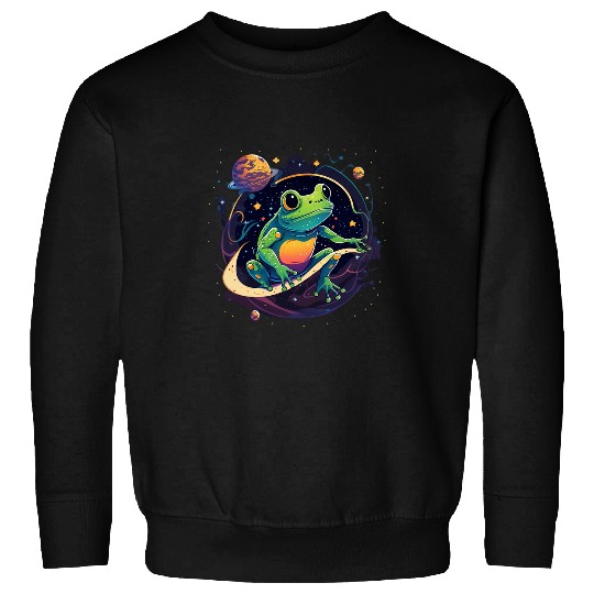 Frog Pet Outer Space Frog on Galaxy Astronaut Frog Sweatshirts