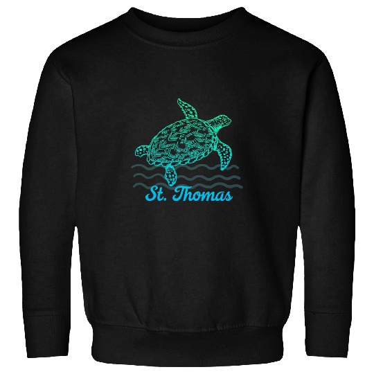 Turtle Pet St Thomas Caribbean Island Sea Turtle Souvenir Blue Green Sweatshirts