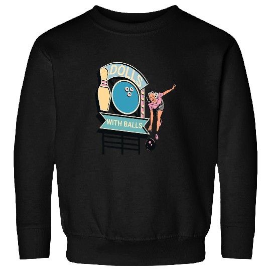 Sport Bowling Womens Dolls With Balls vintages 1950s Woman Bowling Retro Style Sweatshirts