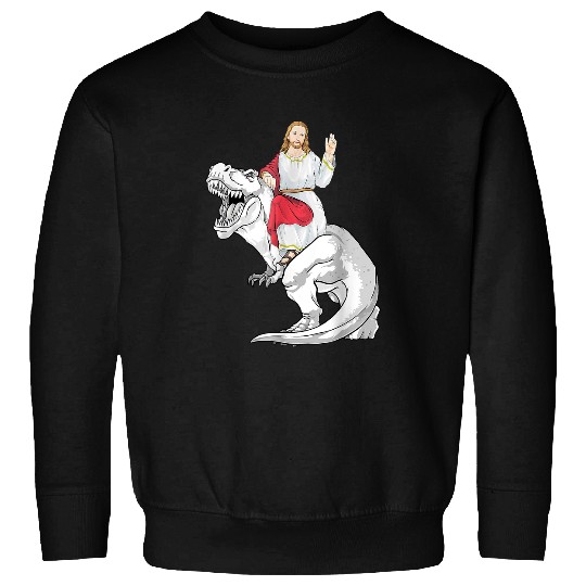 Dinosaur Pet Jesus Riding Dinosaur T rexs Jesus Christian 31 Sweatshirts