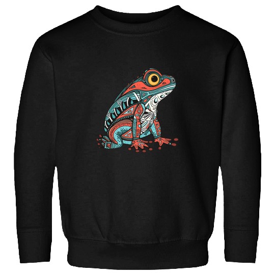 Frog Pet Native American Indian Style Art Pacific Northwest 7 7 Sweatshirts