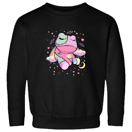 Frog Pet Pastel Goth Kawaii Sad Frog Voodoo Doll With Rainbow Women Sweatshirts