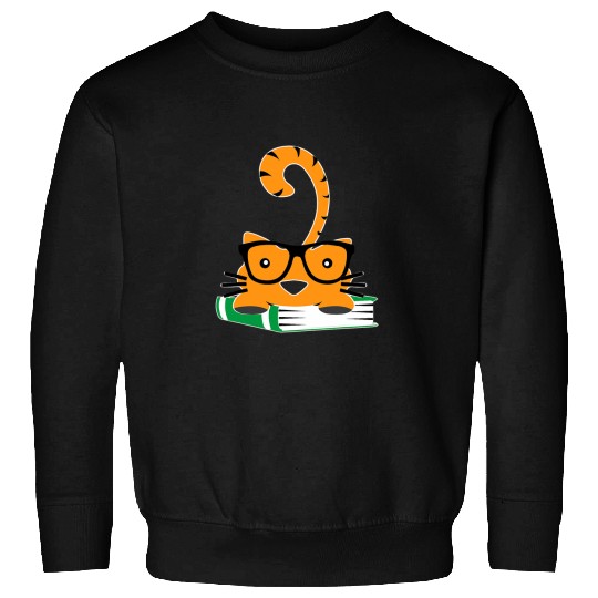 Book Fun Cat Book Lover Nerd Reading Glasses Sweatshirts