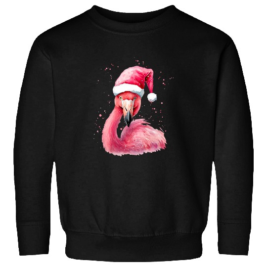 Flamingo Pet in Santa Hat watercolor painting xmass gift mom Sweatshirts