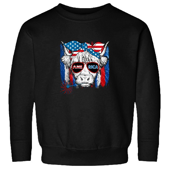 Cow Pet Happy Fourth Heifers Bandana American Flag 4th Of July Sweatshirts