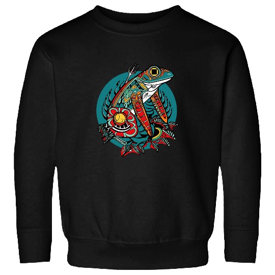 Frog Pet Native American Indian Style Art Pacific Northwest 4 Sweatshirts