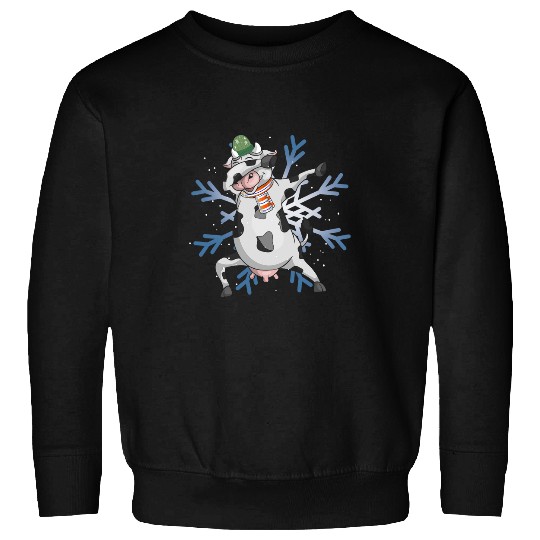 Cow Pet Winter Farm Animal Farmer Snowflake Funny Cow Sweatshirts