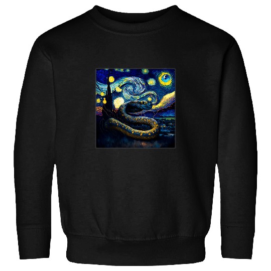 Python Pet Surrealism Starry Night Burmese Python Sweatshirts