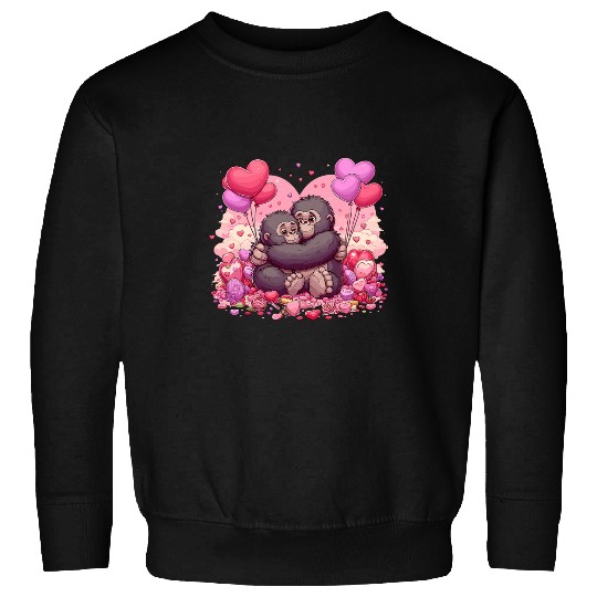 Gorilla Pet Two cuddly gorillas wrapped in a giant hug Valentines Day 2 Sweatshirts