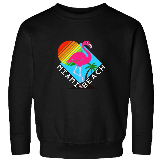 Flamingo Pet Miami Florida Beach Flamingo Surfing Sun and Sand Paradise Sweatshirts